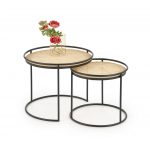 manado zestaw dwóch ław naturalny i czarny stelaż łha-099