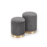 MHW-106 zestaw 2 puf, popielaty / złoty