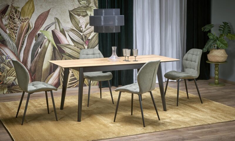 ŁHA-010 stół rozkładany, blat - dąb wotan, nogi - czarny - obrazek 4