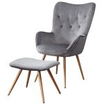 LC-022 Fotel velvet + podnóżek (szary) ffl-004