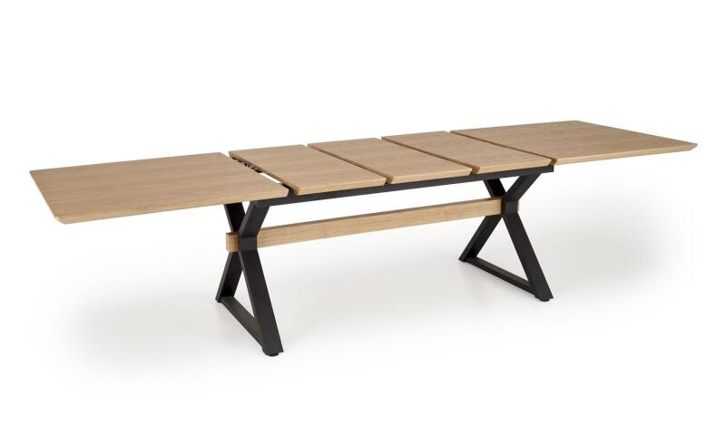 ŁHA-019 stół rozkładany, blat - naturalny, nogi - czarny - obrazek 3