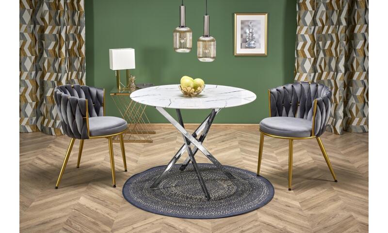 ŁHA-058 stół, blat - biały marmur, nogi - srebrny - obrazek 3