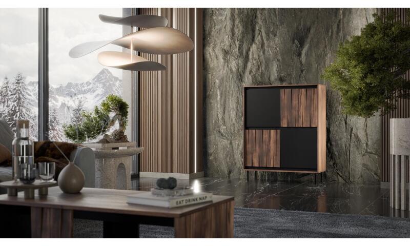 ŁHA-149 komoda orzechowy / czarny, nogi: czarny - obrazek 3