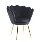 FR1-FX Fotel velvet (czarny) /nogi złote/