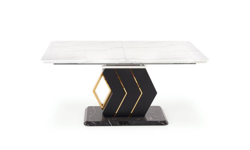 vincenzo stół rozkładany biały marmur czarny i złoto shł-198