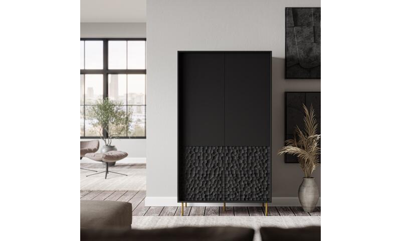 ŁHA-095 szafa czarny, nogi: złoty - obrazek 3