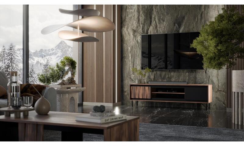 ŁHA-178 stolik RTV orzechowy / czarny, nogi: czarny - obrazek 3