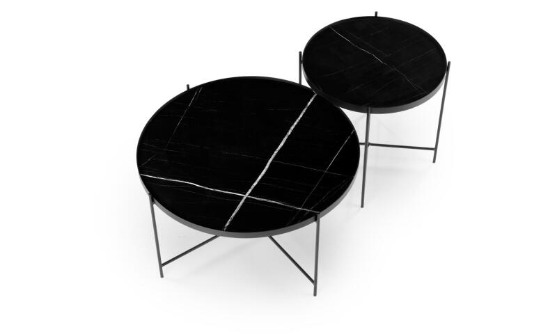 MHW-142 zestaw 2 ław, czarny marmur / czarny - obrazek 3