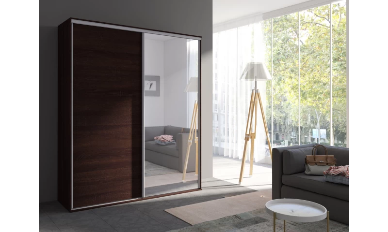 Szafa dwudrzwiowa GRANDE 204 – 1 Front z lustrem grxs-02 czekolada