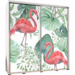 Szafa dwudrzwiowa z grafiką PENELOPA 205 poxs-15 biały mat flamingi