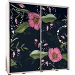 Szafa dwudrzwiowa z grafiką PENELOPA 205 poxs-15 biały mat kwiaty