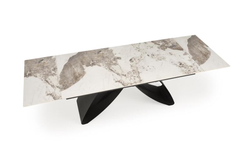 ŁHA-022 stół rozkładany, blat - biały marmur, nogi - czarny - obrazek 3