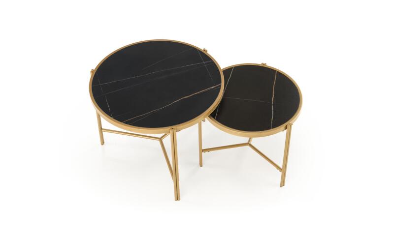 MHW-087 zestaw 2 ław, czarny marmur / złoty - obrazek 3