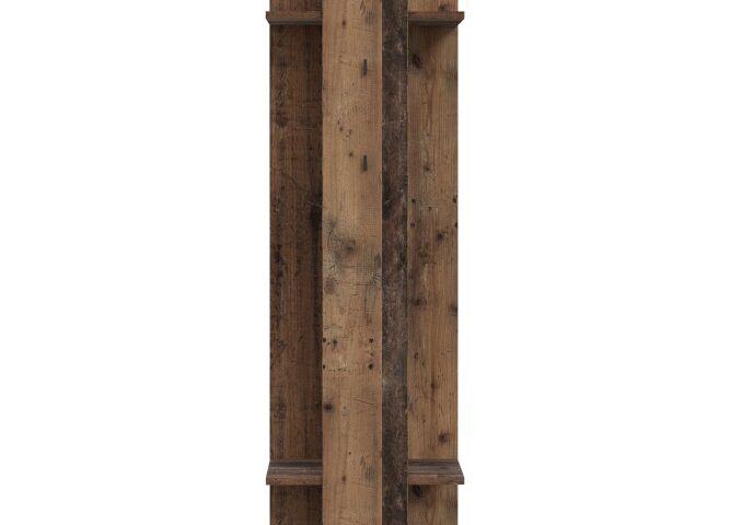 Opis Panel ubraniowy wyposażony w dwie półki w górnej i dolnej części mebla, a także drążek do zawieszenia kurtek czy płaszczy. Ciekawym rozwiązaniem jest też zastosowanie dodatkowego panelu frontowego z dwoma prostymi haczykami. Ciekawy design został tu połączony razem z dekorem Old Wood Vintage oraz Beton Ciemnoszary. Takie zestawienie znacznie ułatwi stworzenie przestrzeni w nowoczesnym stylu industrialnym Maksymalne obciążenie półek 5 kg Uchwyty w kolorze czarnym Łatwa w zachowaniu czystości powierzchnia Wymagany montaż do ściany (okucia w zestawie) Szczegóły produktu Informacje logistyczne Instrukcje montażu i karty bezpieczeństwa produktu Panel ubraniowy Indeks: COMD701-C546 CLFP-42 CELESTYNA wieszak