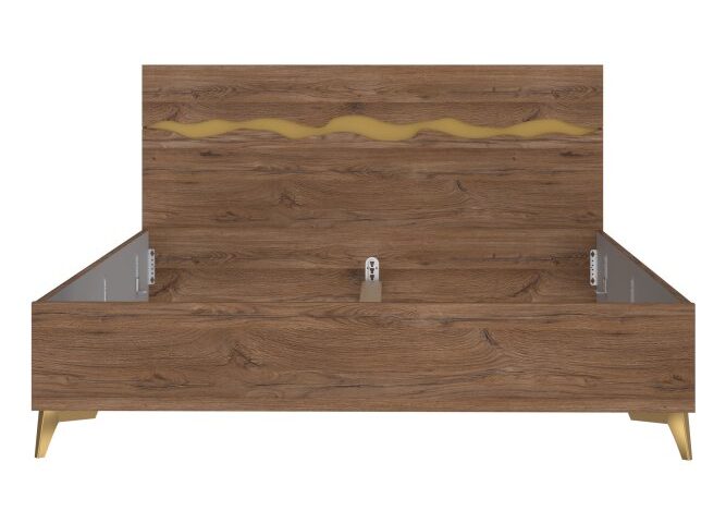 Łóżko dwuosobowe 160x200 cm KENYATTA Dąb Colonial/Złoty Indeks: KTQL1162-M763 KCFS-03 KACPER stelaż łóżka