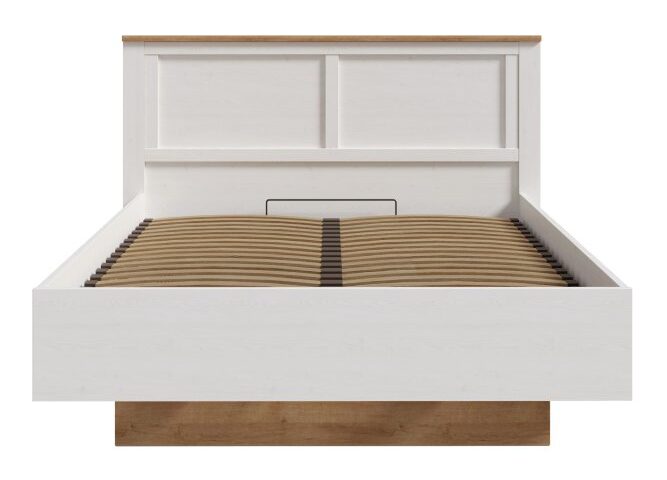 Opis Łóżko o powierzchni spania 140x200 cm to optymalne miejsce spania dla dwóch osób. Podnoszony stelaż ułatwia dostęp do pojemnika na pościel, w którym możesz przechowywać również odzież zimową. Prosty i ponadczasowy styl sprawia, że łóżko pasuje do każdego wnętrza. Jasna kolorystyka będzie odpowiednim tłem dla kolorowej pościeli i ozdobnego koca. Łóżko o wymiarach: szerokość 156,2 cm, wysokość 102,9 cm i głębokość 206,4 cm Konieczność dokupienia materaca o powierzchni spania 140x200 cm Mebel wykonany w połączeniu dekorów Dąb Riviera i Modrzew Sibiu jasny Możliwość zestawienia łóżka z innymi meblami dostępnymi w ofercie Szczegóły produktu Informacje logistyczne Instrukcje montażu i karty bezpieczeństwa produktu Łóżko z podnosz. wkł. Indeks: BHLL3142-M482 CZFŁ-16 CEZARY łóżko z podnoszonym wkładem