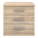 Opis Klasyczna szafka nocna to niezbędny mebel w każdym domu. Ustawiona blisko łóżka posłuży jako miejsce do odłożenia ulubionej książki, budzika czy telefonu. Dzięki swojemu uniwersalnemu designowi świetnie sprawdzi się również w przedpokoju, jak i salonie jako mały i funkcjonalny dodatek. Dekor Dąb Sonoma wprowadzi do wnętrza dużo ciepła i delikatności Trzy praktyczne szuflady ułatwią przechowywanie podręcznych drobiazgów Tylni panel uchroni ścianę przed zabrudzeniami Maksymalne obciążenie blatu do 10 kg Maksymalne obciążenie szuflady do 3 kg Szafka wykonana z wysokiej jakości płyty wiórowej Szczegóły produktu Informacje logistyczne Instrukcje montażu i karty bezpieczeństwa produktu Szafka nocna Indeks: GLRK03-D30 GEFS-02 GIENIA szafka nocna