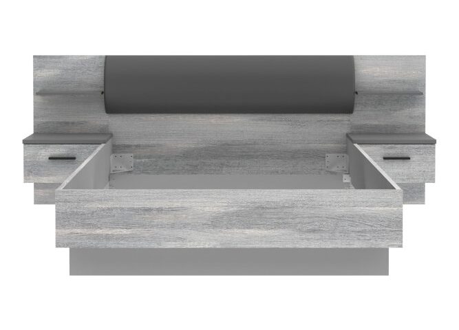 Łóżko z szafkami nocnymi 140x190 cm LEONARD Dąb Nordycki Szary/Szary Indeks: LNRL1142-M160 LIFS-02 LIWIA stelaż łóżka z szafkami nocnymi