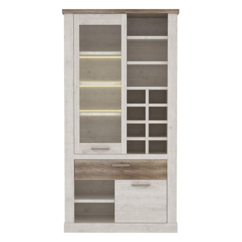 Witryna 110 cm DURO Pinia Biała/Dąb Antyczny Indeks: DURV821L-T75 DMFW-17 DAMIAN witryna
