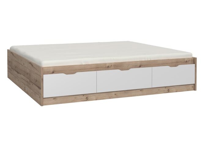 Łóżko dwuosobowe z szufladami 180x200 cm VANKKA Deska Dębowa/Biały Indeks: VNKL1183-L25 wafs-21