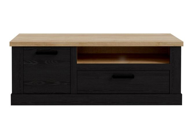 Szafka RTV 140 cm DURO Dąb Riviera/Dąb Cabezone Indeks: DURT221L-M954 DMFR-19 DAMIAN szafka RTV dąb Cabezone