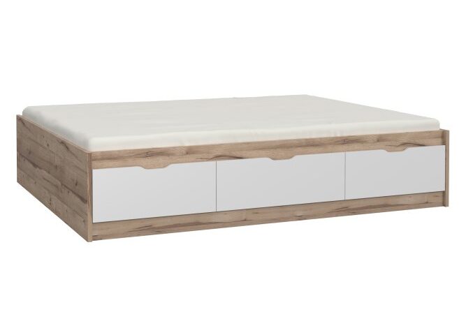Łóżko dwuosobowe z szufladami 160x200 cm VANKKA Deska Dębowa/Biały wafs-20