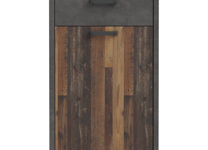 Opis Szafka na buty to niezbędny element wyposażenia każdego przedpokoju, warto więc wybrać nie tylko praktyczny, ale też stylowy mebel. Taka jest niewątpliwie szafka w zestawieniu dekorów Old - Wood Vintage oraz Beton Ciemnoszary. Uchwyty w kolorze czarnym wykonane z tworzywa Wyposażona jest w dwie półki z płyty o maksymalnym obciążeniu 5 kg Posiada jedną pojemną szufladę o maksymalnym obciążeniu 3 kg Maksymalne obciążenie szafki wynosi 20 kg Montaż do ściany jest wymagany (okucia są w zestawie) Szczegóły produktu Informacje logistyczne Instrukcje montażu i karty bezpieczeństwa produktu Szafka na buty Indeks: CLFD213-C748 CLFS-16 CELESTYNA szafka na buty