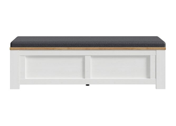 Opis Ławeczka tapicerowana może stanąć przy dolnym wezgłowiu łóżka lub w przedpokoju, gdy będziesz potrzebował usiąść podczas zakładania obuwia. Może pełnić rolę miejsca do odkładania koców lub poduszek dekoracyjnych na czas snu. Tapicerowane siedzisko zapewni wygodę podczas ubierania się. Połącz ławeczkę z pozostałą częścią kolekcji i stwórz efektowną aranżację sypialni w stylu skandynawskim. Ławeczkę o wymiarach: 135 cm szerokości, 42 cm wysokości oraz 34,8 cm głebokości możesz ustawić przy łóżku o szerokości 140 cm i 160 cm Zachwycające połączenie dekoru Dąb Riviera i Modrzew Sibiu jasny Efektowne ramy na frontach i przedłużane boki pełniące rolę nóżek podkreślą charakter mebla Szczegóły produktu Informacje logistyczne Instrukcje montażu i karty bezpieczeństwa produktu Ławeczka tapicerowana Indeks: BHLD011-M482 CZFŁ-02 CEZARY ławeczka tapicerowana