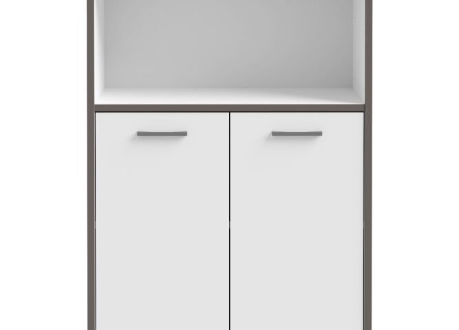 Niski regał z drzwiczkami 90 cm KEFLAVIK Biały/Grafit Indeks: KFLR321-J53 KLFR-06 KLAUDIA regał