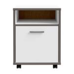 Opis Kontener na kółkach jest niewielki i bardzo praktyczny. Sprawdzi się świetnie w gabinecie domowym lub w pokoju młodzieżowym. Ten mebel doskonale będzie współgrać z biurkiem jak i innymi meblami z tej samej kolekcji Wyposażony w kółka zapewniające komfort użytkowania W meblu zastosowano obrzeża ABS, odporne na uszkodzenia Uchwyt zastosowany w meblu jest wykonany z tworzywa w kolorze szarym Kontener na kółkach posiada jedną otwartą wnękę oraz jedną zamykaną szafkę Umieszczony pod biurkiem nie zajmuje dodatkowego miejsca w pokoju Tył mebla zosatał wykończony Maksymalne obciążenie otwartej wnęki wynosi 10 kg Maksymalne obciążenie górnego blatu wynosi 20 kg Szczegóły produktu Informacje logistyczne Instrukcje montażu i karty bezpieczeństwa produktu Kontener na kółkach Indeks: KFLK111-J53 KLFK-17 KLAUDIA kontener na kółkach