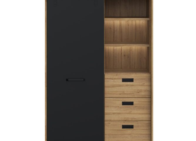 Opis Duża, praktyczna i solidna komoda wykonana w dekorze Czarnym i Santiago Old Wood będzie idealnie pasować do każdego pokoju dziennego. Posiada dużo miejsca do przechowywania różnych rzeczy i wyeksponowania ulubionych dekoracji lub książek. Mebel zdecydowanie dla tych, którzy cenią sobie funkcjonalność, komfort i wyjątkowy nastrój. Wykonany w dekorze Czarnym i Santiago Old Wood, który idealnie imituje naturalne usłojenie drewna Posiada trzy otwarte wnęki, trzy półki schowane za drzwiami przesuwanymi oraz trzy szuflady Szuflady umieszczone są na prowadnicach Quadro Soft Close, które umożliwiają swobodne użytkowanie Posiada metalowe uchwyty w kolorze czarnym Łatwa w czyszczeniu powierzchnia Montaż do ściany jest wymagany (okucia są w zestawie) Można łączyć z innymi meblami z kolekcji KASZIMIRO Szczegóły produktu Informacje logistyczne Instrukcje montażu i karty bezpieczeństwa produktu Regał Indeks: KZMR621LB-M328 KOFR-05 KONRAD regał