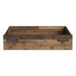 Opis Praktyczna i pojemna szuflada przeznaczona do łóżka, doskonale sprawdzi się z łóżkiem z tej samej kolekcji. Mebel pomieści pościel i niezbędne akcesoria wspaniale gospodarując przestrzeń pod łóżkiem. Szuflada wykonana w dekorze Old Wood Vintage Maksymalne obciążenie szuflady to 10kg Uchwyty w kolorze Stal postarzana Szuflada jest umieszczona na rolkach dla łatwiejszego użytkowania Prosta w montażu Łatwa w zachowaniu czystości powierzchnia Szczegóły produktu Informacje logistyczne Instrukcje montażu i karty bezpieczeństwa produktu Szuflada na rolkach do łóżka Indeks: CLFL02-H51 CLFS-24 CELESTYNA szuflada na rolkach do łóżka