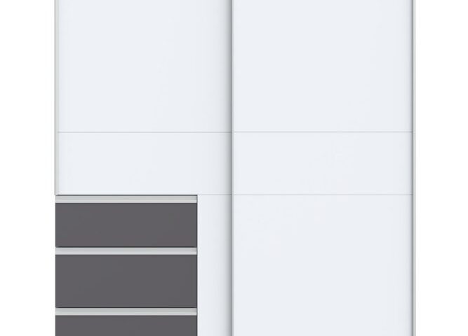 Szafa przesuwna 170 cm z szufladami WINN 2 Biały/Grafit Indeks: W2QS823E9-C284 WOFS-09 WIOLA szafa