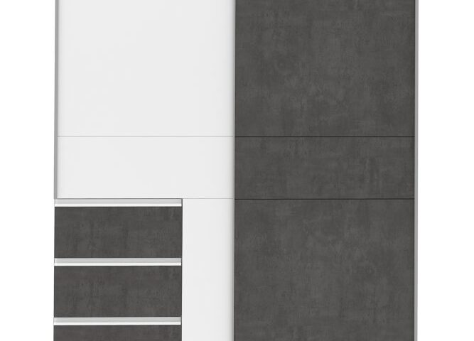 Szafa przesuwna 170 cm z szufladami WINN 2 Biały/Beton Indeks: W2QS823E71-C594 WOFS-08 WIOLA szafa Beton