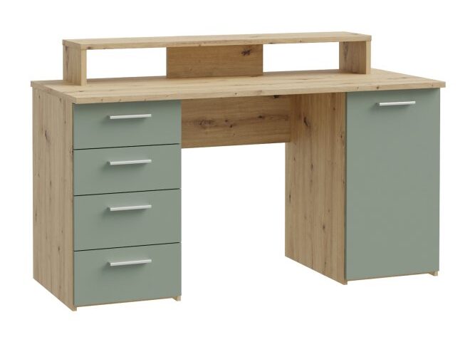 Biurko 145x60 cm z nadstawką na monitor Szałwia/Dąb Artisan Indeks: MT980-M888 nofb-03