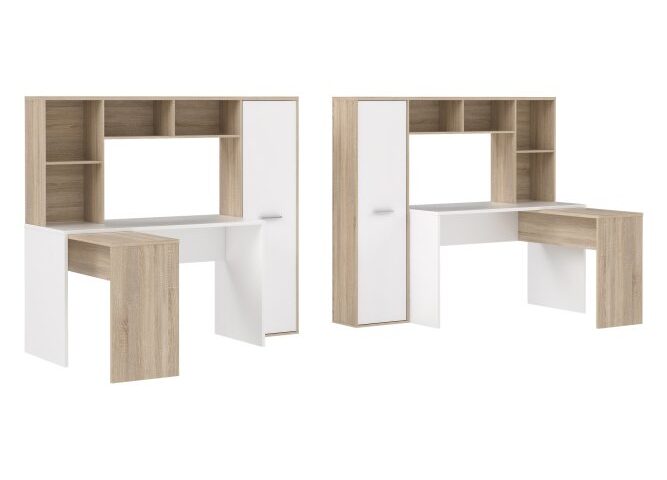 Biurko narożne z regałem Biały/Dąb Sonoma Indeks: ERBB541-T29 nofb-02