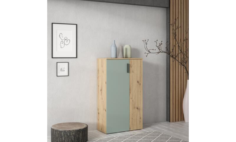 NOFB-12 NORBERT szafka na buty dąb artisan / szałwia - obrazek 4