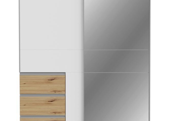 Szafa przesuwna z lustrem i szufladami 170 cm WINN 2 Dąb Artisan/Biały Indeks: W2QS8233S-C830 WOFS-07 WIOLA szafa dąb Artisan