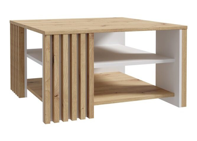 Stolik kawowy z lamelami 80x80 cm CARDIGAN Biały/Dąb Artisan Indeks: CFTT5150-C881 cifs-07