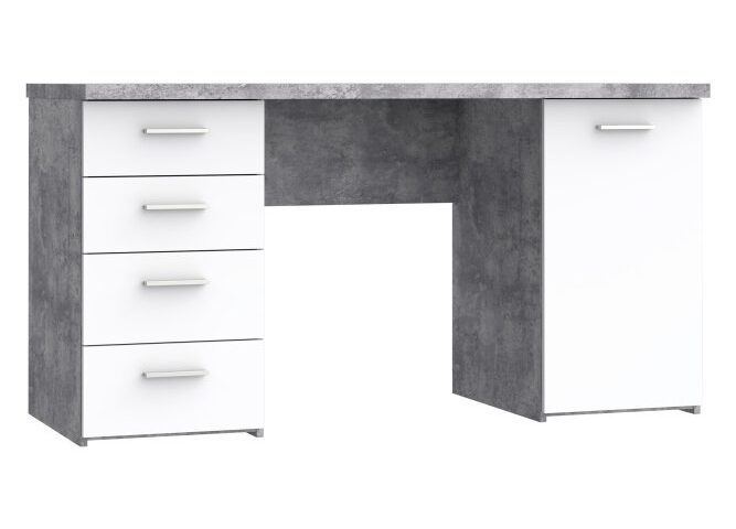 Biurko 145x60 cm z 4 szufladami i szafką Biały/Beton Indeks: MT926-C264 nofb-05
