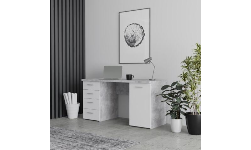NOFB-05 NORBERT biurko biały / beton - obrazek 4