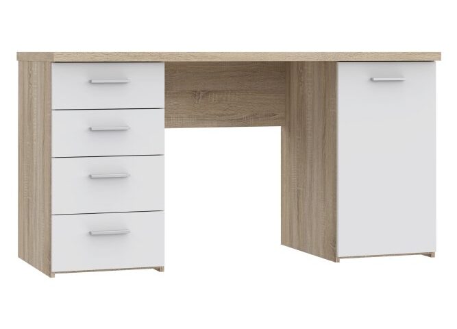 Biurko 145x60 cm z 4 szufladami i szafką Biały/Dąb Sonoma Indeks: MT926-Q36 nofb-05