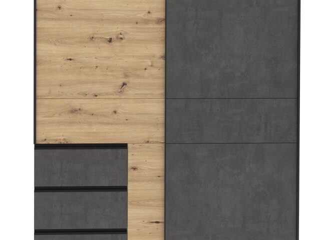 Szafa przesuwna 170 cm z szufladami WINN 2 Dąb Artisan/Beton Indeks: W2QS823E71-C752 WOFS-08 WIOLA szafa dąb Artisan