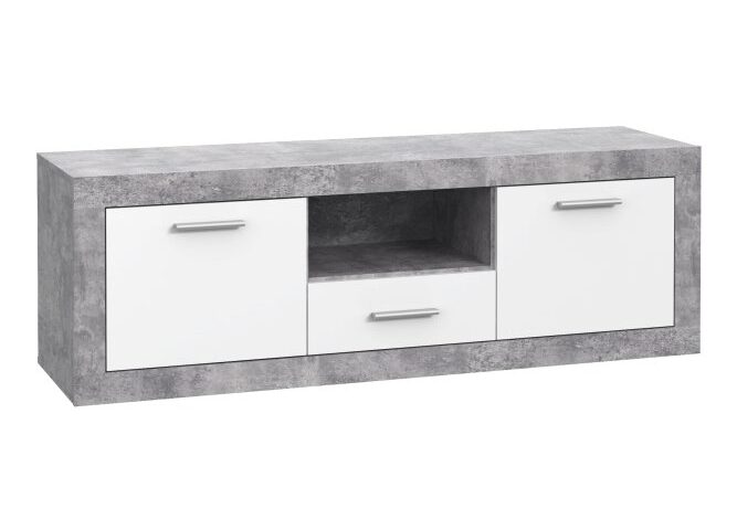 Szafka RTV 150 cm BACCIO Beton/Biały Indeks: BCCT134-C264 BRFR-03 BARTEK szafka RTV beton jasnoszary