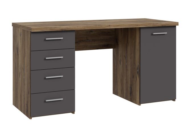 Biurko 145x60 cm z 4 szufladami i szafką Grafit/Dąb Flagstaff Indeks: MT926-M564 nofb-05