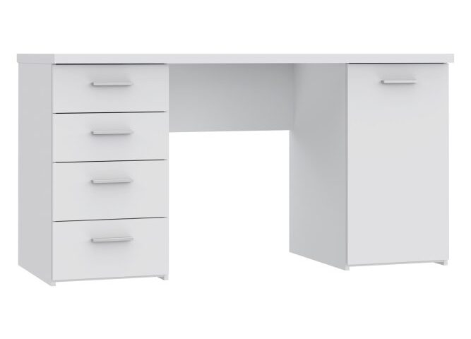 Białe biurko 145x60 cm z 4 szufladami i szafką Indeks: MT926-Z12M nofb-05