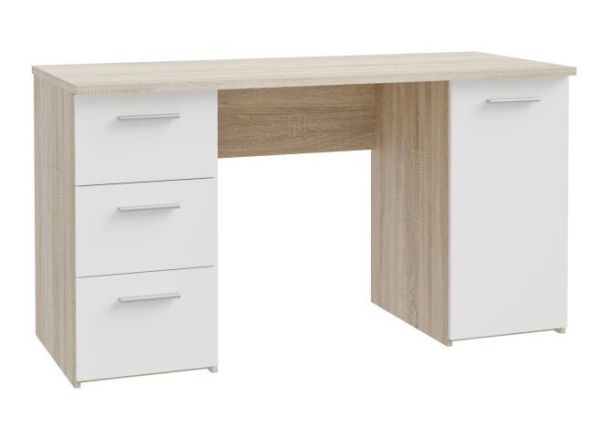 Biurko 140x60 cm z 3 szufladami i szafką Biały/Dąb Sonoma Indeks: MT311-Q36 nofb-10