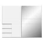 Szafa przesuwna z lustrem i szufladami 250 cm WINN 2 Biały Indeks: W2QS52332-120 WOFS-04 WIOLA szafa biały