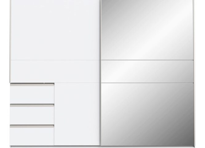 Szafa przesuwna z lustrem i szufladami 250 cm WINN 2 Biały Indeks: W2QS52332-120 WOFS-04 WIOLA szafa biały