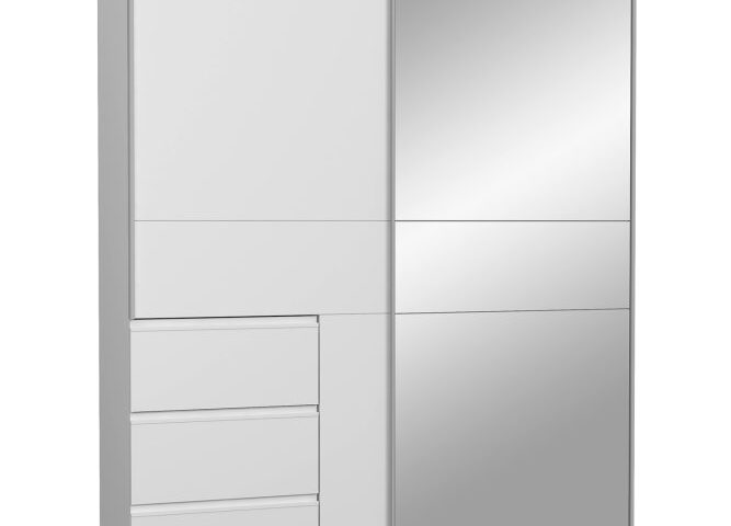 Szafa przesuwna z lustrem i szufladami 170 cm WINN 2 Biały Indeks: W2QS8233S-120 WOFS-07 WIOLA szafa